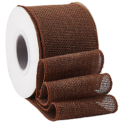 Burlap Lace Rolls, Burlap Ribbons For Craft Making, with Iron Wire, Coconut Brown, 2-1/2 inch(65mm), about 9.95 Yards(9.1m)/Roll(OCOR-WH20006-57H)