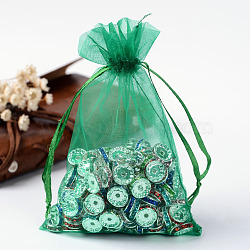 Organza Gift Bags with Drawstring, Wedding Party Christmas Favor Gift Bags, Organza Pouches for Potpourri, Green, Size: about 8cm wide, 10cm long(OP002-3)