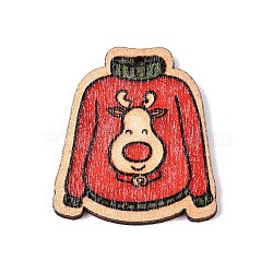 Printed Poplar Wood Pendants, Christmas Series, Clothes, 35x31x2mm, Hole: 1.6mm(FIND-N005-74W-02)