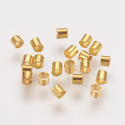 Brass Crimp Beads, Tube, Golden, 2x2x0.15mm, Hole: 1.5mm, about 1000pcs/10g(X-KK-L021-G)