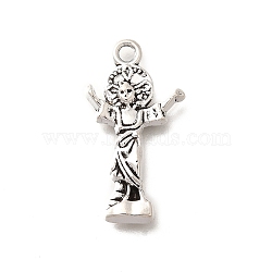 Tibetan Style Alloy Pendants, Cadmium Free & Lead Free, Cross/Crucifix Charms, Antique Silver, 24.5x13x3mm, Hole: 2mm(PALLOY-D291-17AS-08)