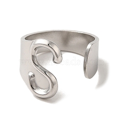 Non-Tarnish 201 Stainless Steel Finger Rings, Letter S, Inner Diameter: 18mm(RJEW-H223-04P-S)