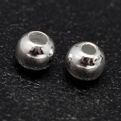 925 Sterling Silver Beads, Seamless Round Beads, Silver, 2mm, Hole: 0.7~1mm, about 869pcs/20g(STER-F012-01A)