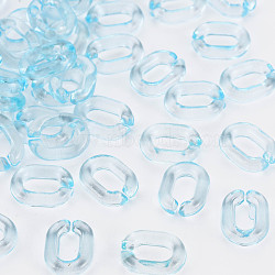 Transparent Acrylic Linking Rings, Quick Link Connectors, For Jewelry Chains Making, Oval, Light Sky Blue, 10x7.5x2.5mm, Hole: 3x5.5mm(MACR-S373-68-B05)