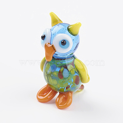 Home Decorations, Handmade Lampwork Display Decorations, Bird, Colorful, 24x10~13x10~13mm(LAMP-J084-15)