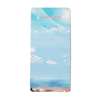 Rectangle Sky Earring Display Cards, Jewelry Display Cards for Earring, Necklace, Bracelet, Sky Blue, 14.95x7x0.04cm, Hole: 2mm