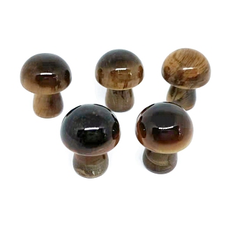 Natural Tiger Eye Healing Mushroom Figurines, Reiki Energy Stone Display Decorations, 20mm