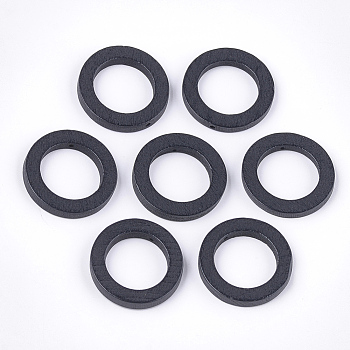 Painted Wood Pendants, Ring, Black, 29~30x4mm, Hole: 1.2mm