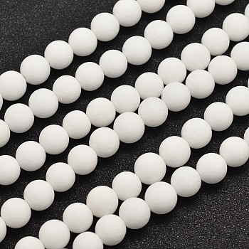 Natural Malaysia Jade Beads Strands, Round, Dyed & Heated, Frosted, 6mm, Hole: 1mm, about 64pcs/strand, 15 inch