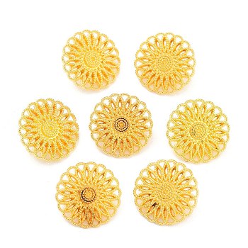 Tibetan Style Shank Buttons, Cadmium Free & Lead Free, Flower, Golden, 17x6mm, Hole: 2.5mm