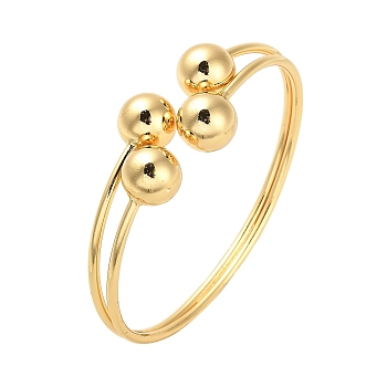 Brass Round Ball Torque Bangles for Women, Real 18K Gold Plated, 7/8~1-3/4 inch(2.1~4.5cm), Inner Diameter: 2-1/2x1-3/4 inch(6.35x4.5cm)