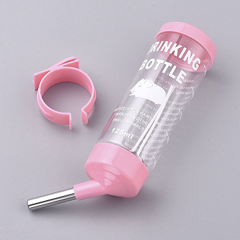 No Drip Small Animal Water Bottle, for Small Pet/Bunny/Ferret/Hamster/Guinea Pig/Rabbit, Pink, 163x69x41mm, Hole: 3mm, Capacity: 125ml