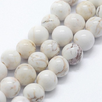 Natural Magnesite Beads Strands, Round, 6mm, Hole: 0.8mm, about 63pcs/strand,  14.76 inch(37.5cm)