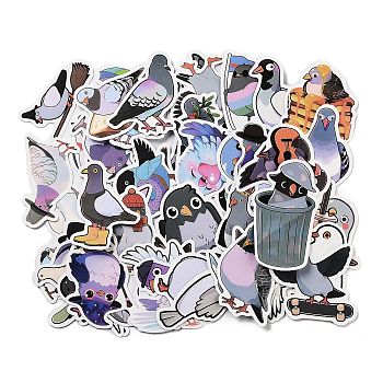 50Pcs Paper Stickers, for DIY Scrapbooking, Journal Decoration, Pigeon, Mixed Color, 33~77x32~69x0.1mm, about 50Pcs/Bag
