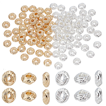 Elite 100Pcs 2 Colors Alloy Beads, Rondelle, Mixed Color, 6x2.5mm, Hole: 2mm, 50pcs/color