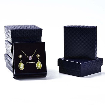 Square Cardboard Jewelry Boxes, with Sponge Inside, for Earring & Ring & Pendant, Dark Slate Blue, 7.5x7.5x3.5cm, Inner Size: 7x7cm