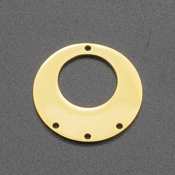 201 Stainless Steel Chandelier Components Links, Flat Round, Laser Cut, Golden, 22x1mm, Hole: 1.2mm