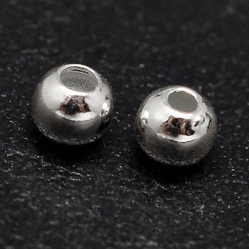 925 Sterling Silver Beads, Seamless Round Beads, Silver, 2mm, Hole: 0.7~1mm, about 869pcs/20g