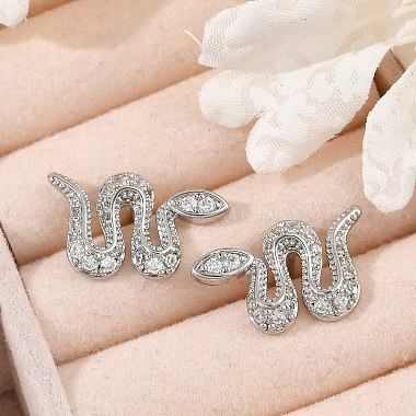 Brass Micro Pave Clear Cubic Zirconia Stud Earrings(EJEW-P301-17P)-2