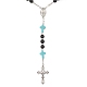 Synthetic Turquoise & Wood Rosary Bead Necklace(NJEW-JN04431)-5