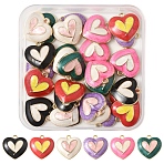 30Pcs 6 Colors Alloy Enamel Pendants, Heart Charm, Golden, Mixed Color, 18x18.5x4mm, Hole: 1.8mm, 5pcs/color(FIND-FS0004-06)
