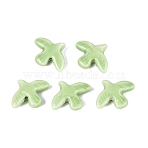Handmade Porcelain Beads, Bright Glazed Porcelain, Bird, Light Green, 16.5~17x13.5~14x4.5~5mm, Hole: 1.5~2mm(PORC-N013-09B)
