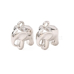 Alloy Charms, Rack Plating, Elephant Charms, Cadmium Free & Lead Free, Platinum, 14x12x8.5mm, Hole: 1.6mm(AL-CBA3036-05P)