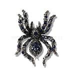 Halloween Spider Alloy Rhinestones Brooches for Party Wear, Capri Blue, 65x45mm(X1-JEWB-S022-08B)