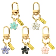 Alloy Enamel Flower Pendant Decorations, with Alloy Swivel Snap Hook Clasps, Mixed Color, 50mm, 5pcs/set(HJEW-YW00002)