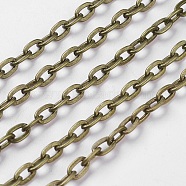 Iron Cable Chains, Unwelded, with Spool, Flat Oval, Cadmium Free & Nickel Free & Lead Free, Antique Bronze, 5.9x3.9x1mm, about 164.04 Feet(50m)/roll(CH-1.0PYSZ-AB)
