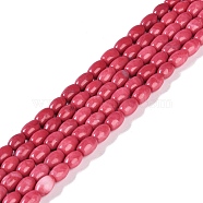 Natural Howlite Beads Strands, Dyed, Oval, Cerise, 6.5x4.5mm, Hole: 0.9mm, about 62~63pcs/strand, 15.16''(38.5cm)(G-K362-I07-01)