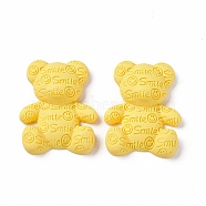 Opaque Resin Cabochons, Bear with Smiling Face Pattern, Yellow, 38x31x10mm(X-RESI-G045-01B)