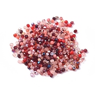 Fire-polished Czech Glass Beads, Electroplated/Dyed/Frosted, Faceted, Drum, Mixed Color, 4x4mm, Hole: 1mm, about 1437pcs~1443pcs/bag(LAMP-D180-16A-09)