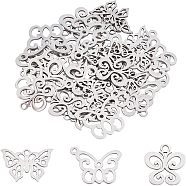 Unicraftale 201 Stainless Steel Pendants and 304 Stainless Steel Charms, Butterfly, Stainless Steel Color, 15x18x1mm, Hole: 1.4mm, 30pcs/box(STAS-UN0005-88)