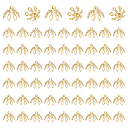 Elite 120Pcs Multi-Petal Brass Bead Caps, Flower, Golden, 8.5x10mm, Hole: 1.4mm and 1.2x1.6mm(KK-PH0005-47)