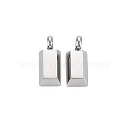 Non-Tarnish 304 Stainless Steel Pendants, Rectangle, Stainless Steel Color, 17x7x4.5mm, Hole: 3mm(STAS-N097-131P)