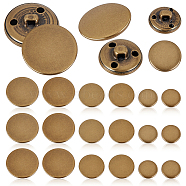 60Pcs 3 Style Brass Shank Buttons, Flat Round, Antique Bronze, 15~25x6.5~8mm, Hole: 2~3mm, 20pcs/style(BUTT-GA0001-13)