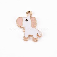 Golden Plated Alloy Enamel Pendants, Horse, Cadmium Free & Lead Free, White, 20.5x16.5x1.5mm, Hole: 2mm(X-ENAM-T009-89D-RS)