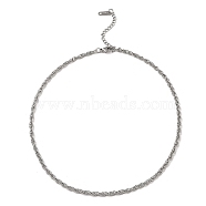 304 Stainless Steel Mesh Chain Necklace, Stainless Steel Color, 16-1/8~16-1/4 inch(41~41.3cm)(BJEW-B072-02P)