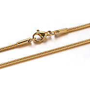 304 Stainless Steel Snake Chain Necklaces, with Lobster Claw Clasps, Golden, 19.6 inch(50cm), 1.5mm(NJEW-M151-11G)