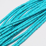 Synthetic Turquoise Beads Strands, Dyed, Column, Dark Turquoise, 6x4mm, Hole: 1mm, about 64pcs/strand, 15.5 inch(TURQ-G120-4x6mm-10)