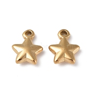 Ion Plating(IP) 304 Stainless Steel Charms, Star Charm, Real 18K Gold Plated, 10.5x8x3mm, Hole: 1mm(STAS-C066-19G)