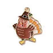 Thanksgiving Day Golden Tone Alloy Enamel Pendants, Rooster, 26.5x20.5x1.5mm, Hole: 1.6mm(ENAM-M002-01L-G)