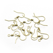 Brass Earrings Hook Findings, with Horizontal Loop, Raw(Unplated), 16x17x1.5mm, Hole: 2mm, 26 Gauge, Pin: 0.4mm(KK-L184-23C)