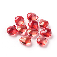Transparent Glass Beads, with Glitter Powder, Dyed & Heated, Teardrop, Red, 12x9x6mm, Hole: 1mm(EGLA-L026-A05)
