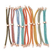 Adjustable Nylon Cord Slider Bracelet Making, with Brass Findings, Long-Lasting Plated, Real Rose Gold Plated, Mixed Color, 8-5/8 inch(22cm), 2~3.5mm, Hole: 1.5mm(MAK-F026-A-RG)