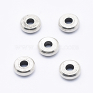 Brass Spacer Beads, Long-Lasting Plated, Cadmium Free & Nickel Free & Lead Free, Flat Round, Antique Silver, 5x1.5mm, Hole: 1mm(KK-G336-15AS-NR)