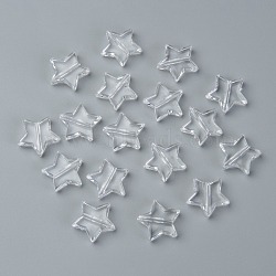 Transparent Acrylic Beads, Star, about 14~15mm wide, 14~15mm long, 4mm thick, hole: 1mm, about 1000pcs/500g(PL781)