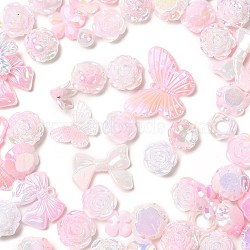 Rainbow Iridescent Plating Acrylic Beads, Pearlized, Mixed Shapes, Misty Rose, 8.5~32x10~41x5~11mm, Hole: 1.2~2mm(OACR-U006-01B)