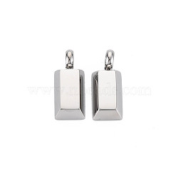 Non-Tarnish 304 Stainless Steel Pendants, Rectangle, Stainless Steel Color, 17x7x4.5mm, Hole: 3mm(STAS-N097-131P)